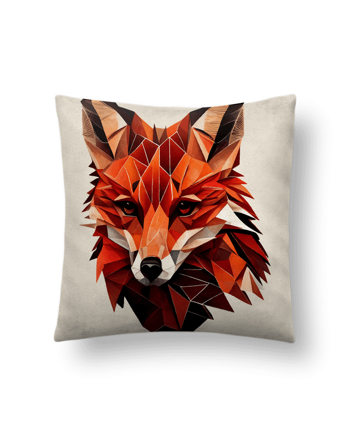 Coussin suédine Renard stylisé, Géométrique par KronoArt