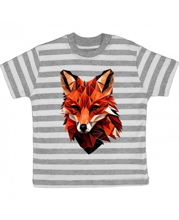 Tee-shirt bébé à rayures Renard stylisé, Géométrique par KronoArt