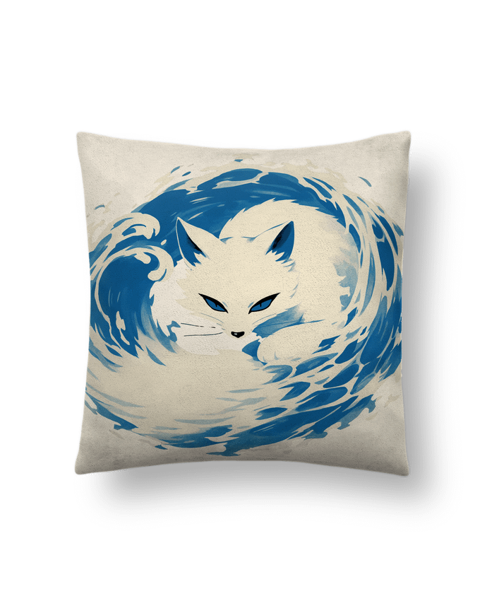 Coussin suédine Renard Blanc par KronoArt