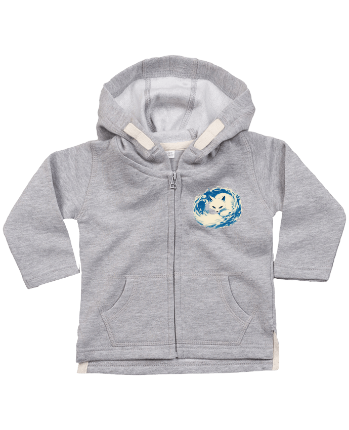 Sweat à capuche bébé zippé Renard Blanc par KronoArt