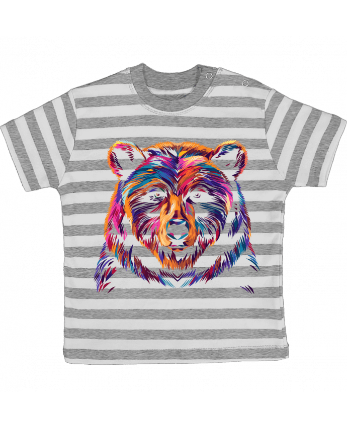 Tee-shirt bébé à rayures Illustration d'Ours stylisé par KronoArt