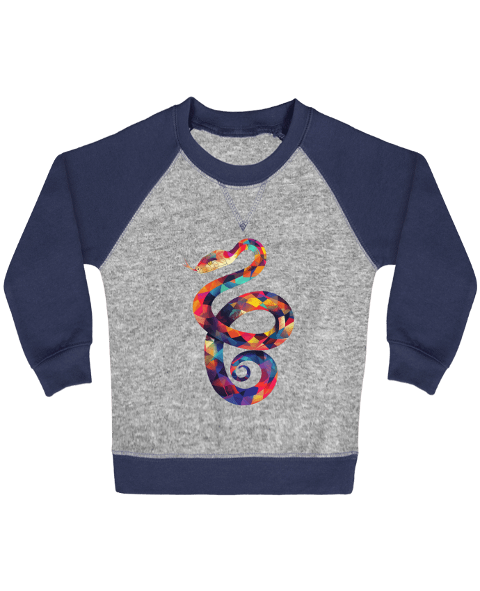 Sweat bébé manches contrastée Illustration de Serpent stylisé par KronoArt