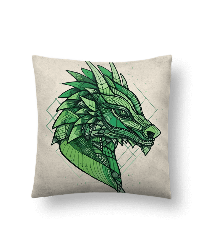 Coussin suédine Dragon stylisé, géométrique par KronoArt