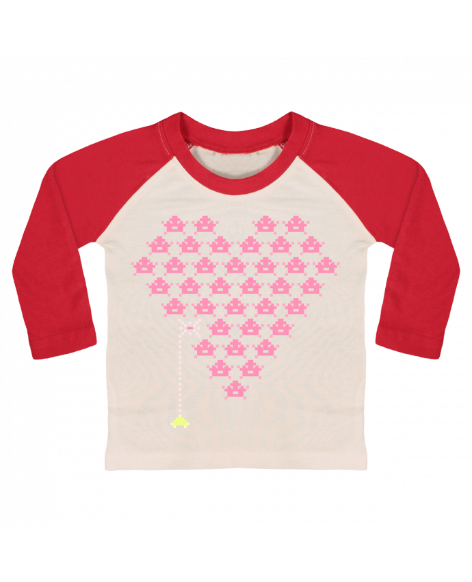 Tee-shirt Bébé Baseball ML Pixel Cœur par KronoArt