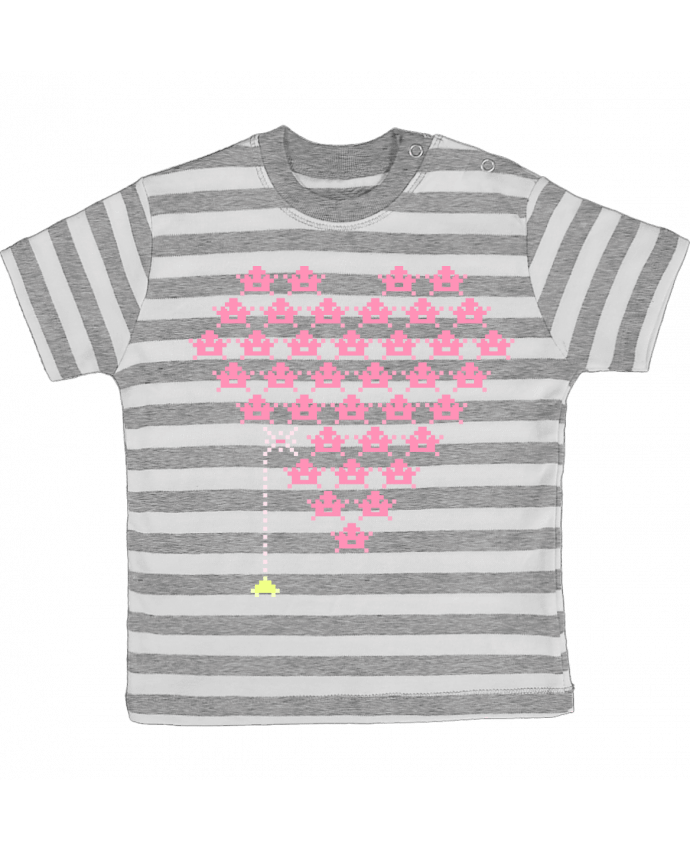 Tee-shirt bébé à rayures Pixel Cœur par KronoArt