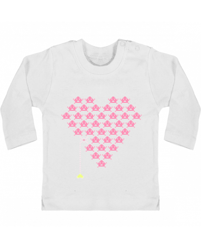 T-shirt bébé Pixel Cœur manches longues du designer KronoArt