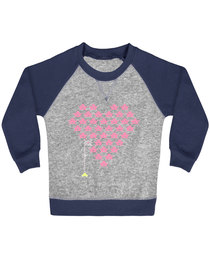 Sweat bébé manches contrastée Pixel Cœur par KronoArt