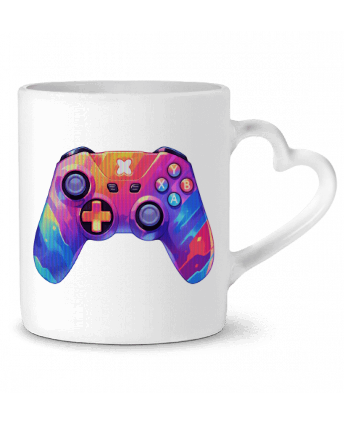 Mug coeur Manette de jeux vidéo pixel art par KronoArt