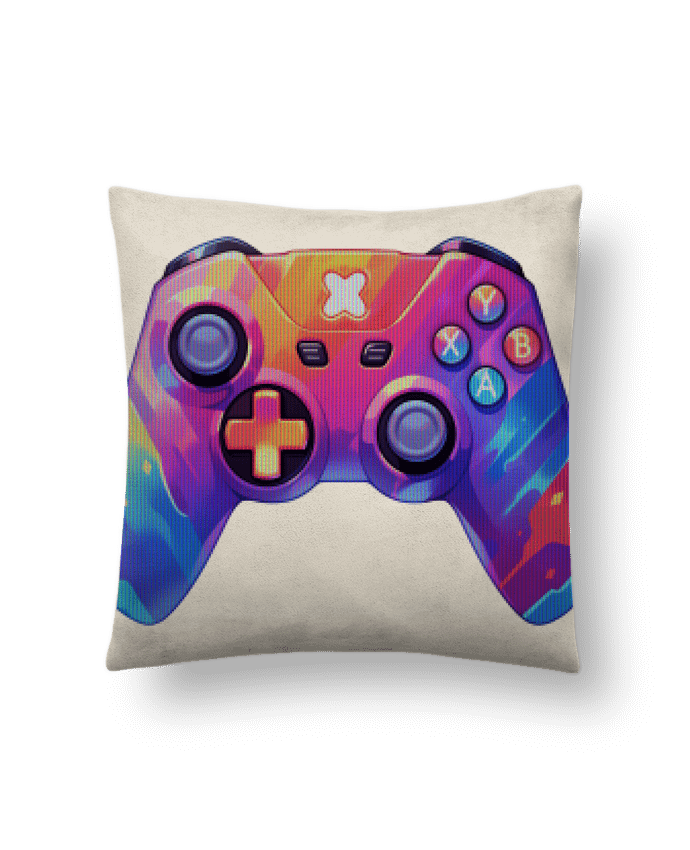 Coussin suédine Manette de jeux vidéo pixel art par KronoArt