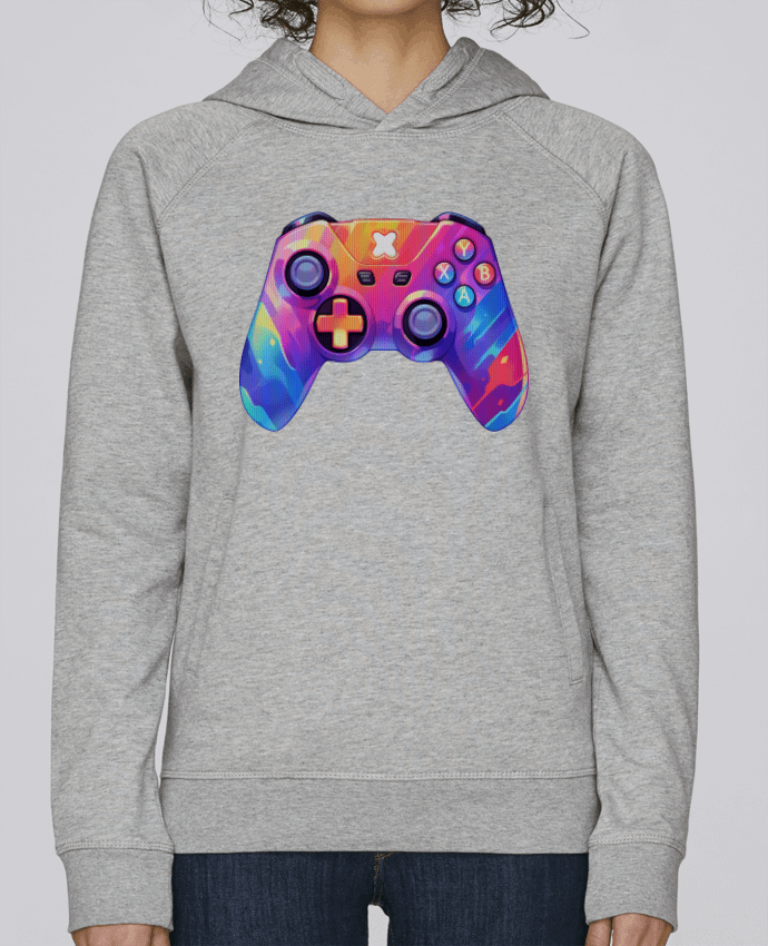 Sweat capuche femme Manette de jeux vidéo pixel art par KronoArt