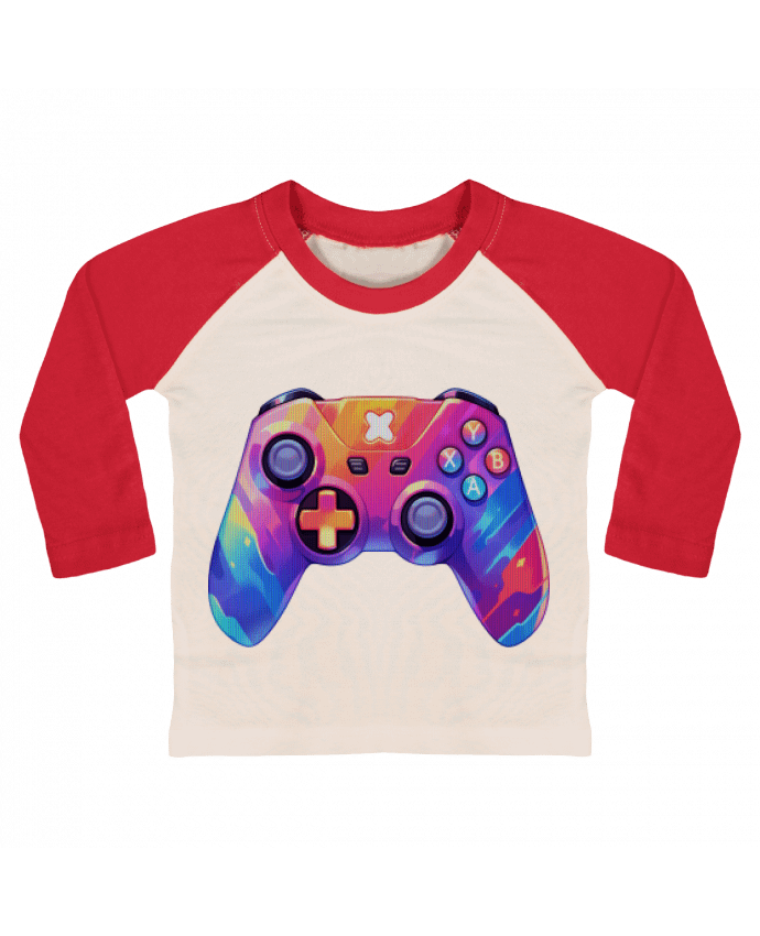 Tee-shirt Bébé Baseball ML Manette de jeux vidéo pixel art par KronoArt