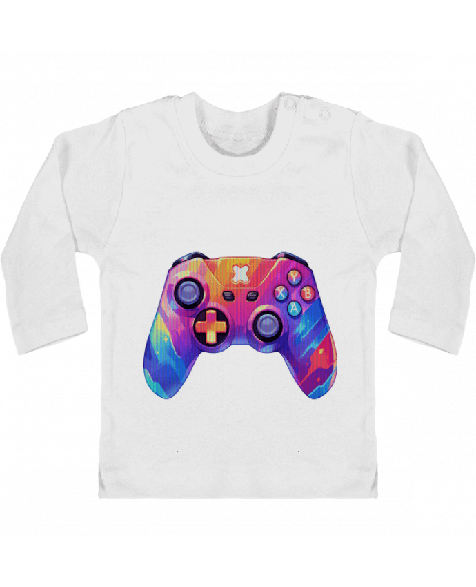 T-shirt bébé Manette de jeux vidéo pixel art manches longues du designer KronoArt