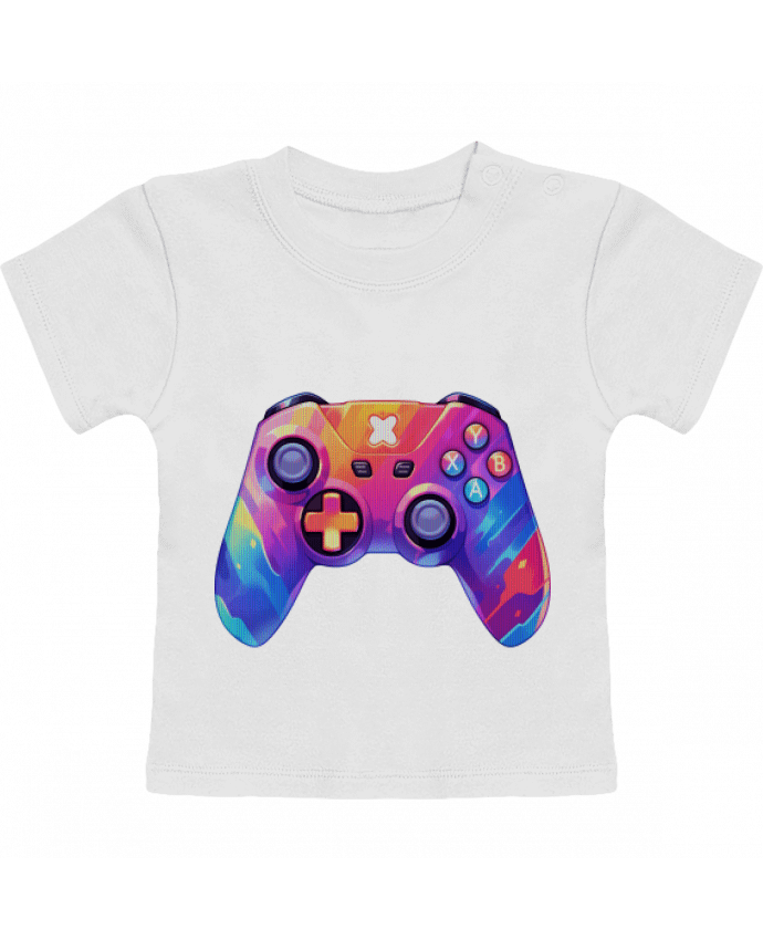 T-shirt bébé Manette de jeux vidéo pixel art manches courtes du designer KronoArt