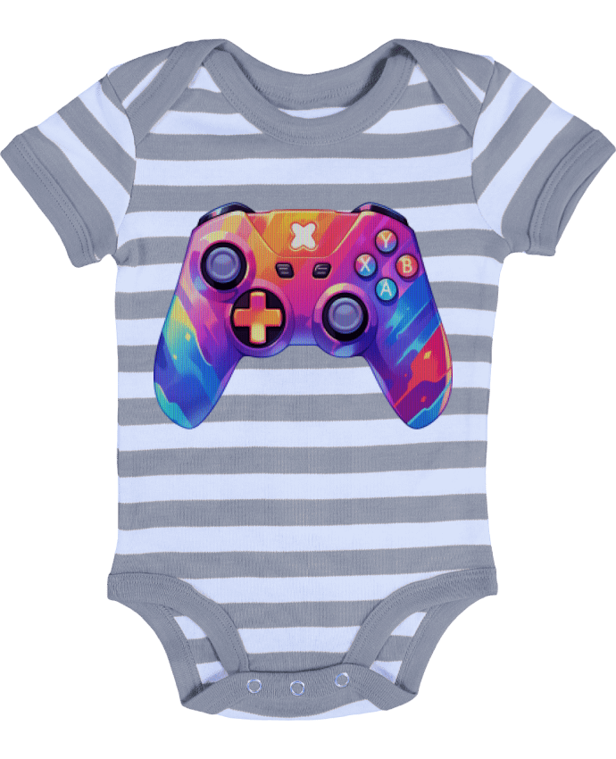 Body Bébé Rayé Manette de jeux vidéo pixel art - KronoArt