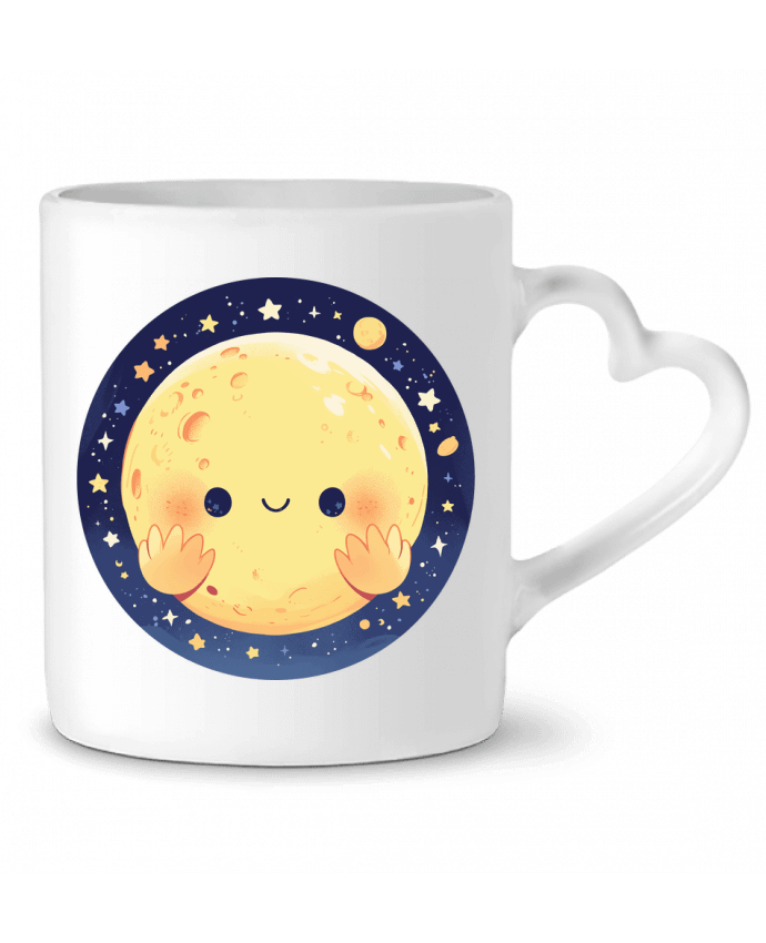 Mug coeur La Lune qui sourit par KronoArt