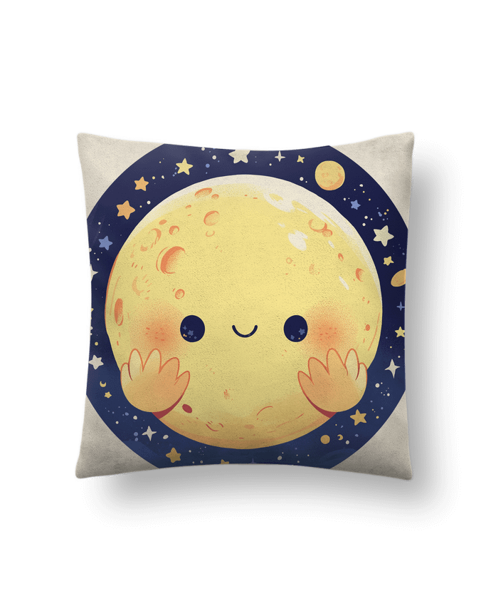 Coussin suédine La Lune qui sourit par KronoArt