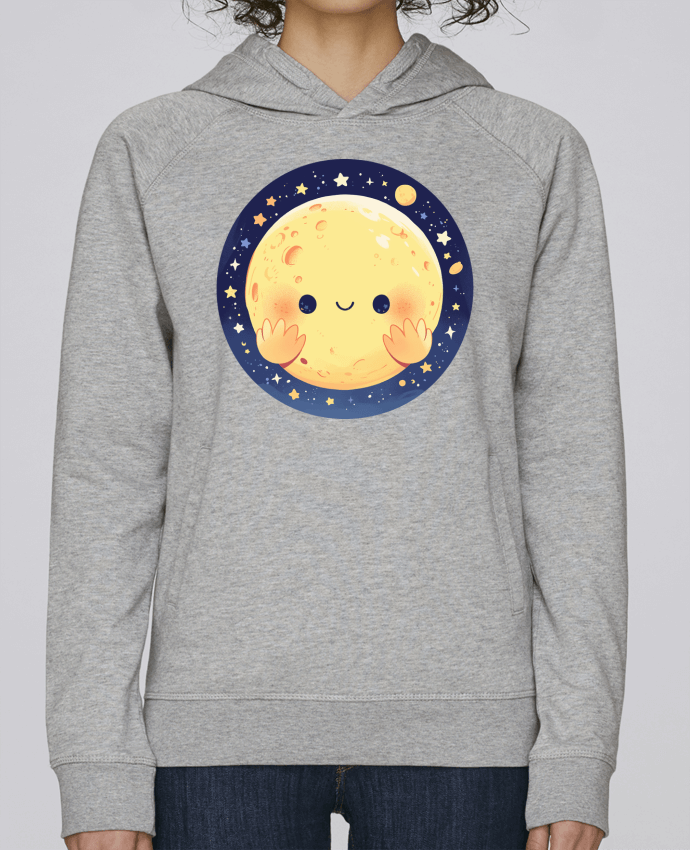 Sweat capuche femme La Lune qui sourit par KronoArt