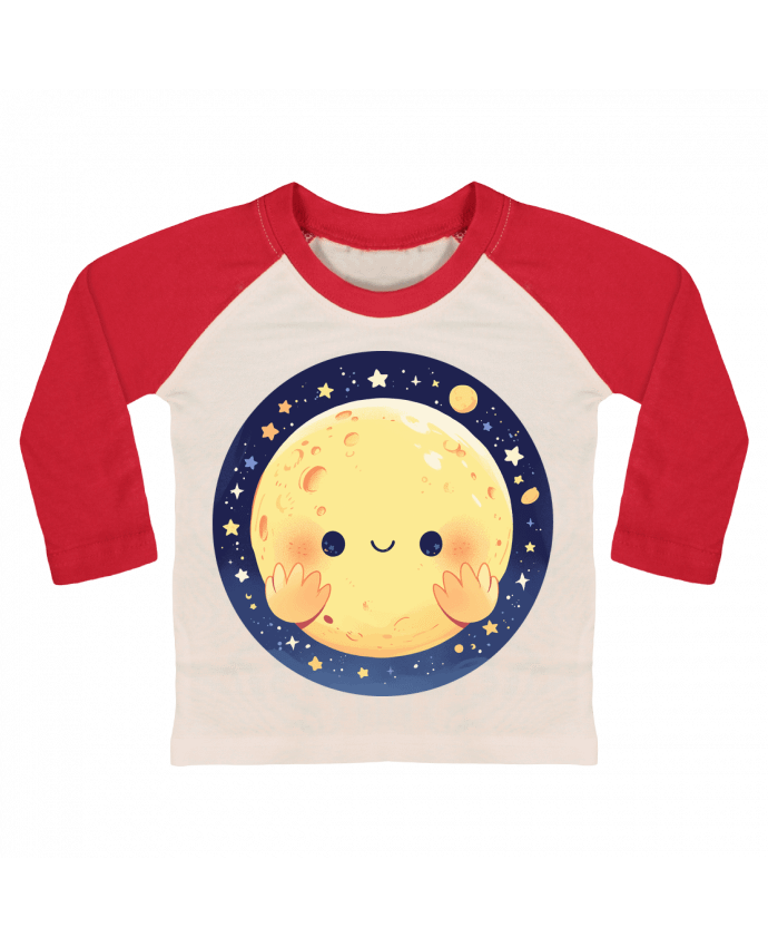 Tee-shirt Bébé Baseball ML La Lune qui sourit par KronoArt