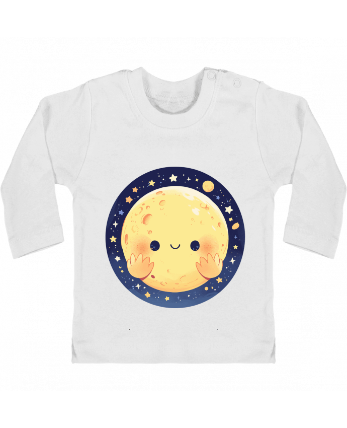 T-shirt bébé La Lune qui sourit manches longues du designer KronoArt