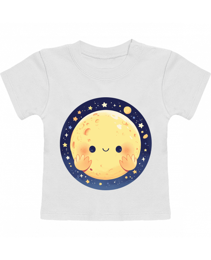 T-shirt bébé La Lune qui sourit manches courtes du designer KronoArt