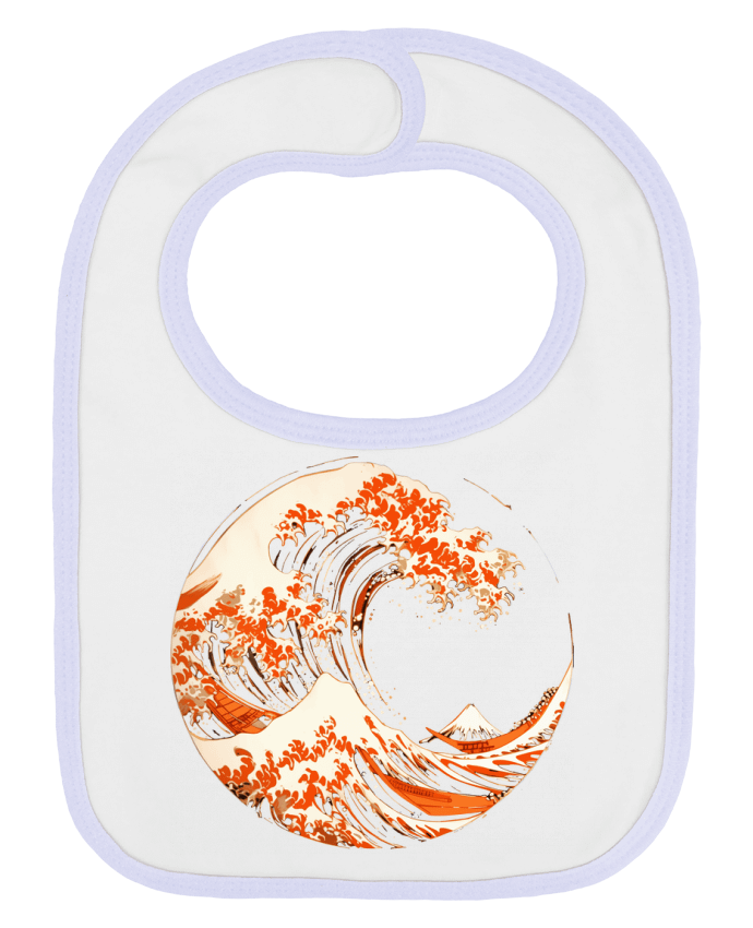 Bavoir bébé uni Vague d'Hokusai Stylisé par KronoArt