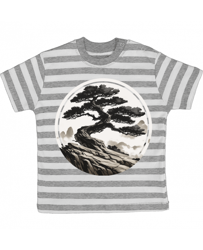 Tee-shirt bébé à rayures Paysage Asiatique par KronoArt