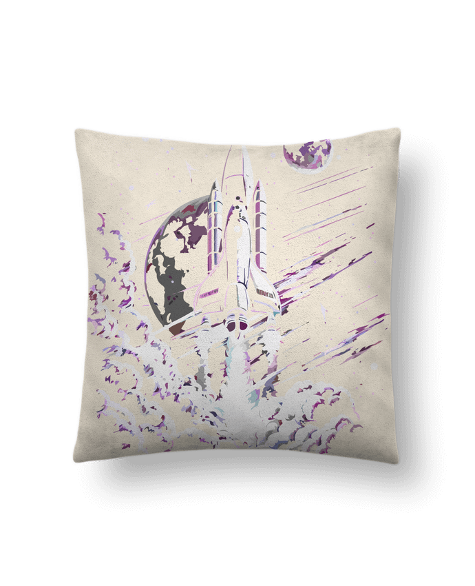 Coussin suédine Fusée au décollage par KronoArt