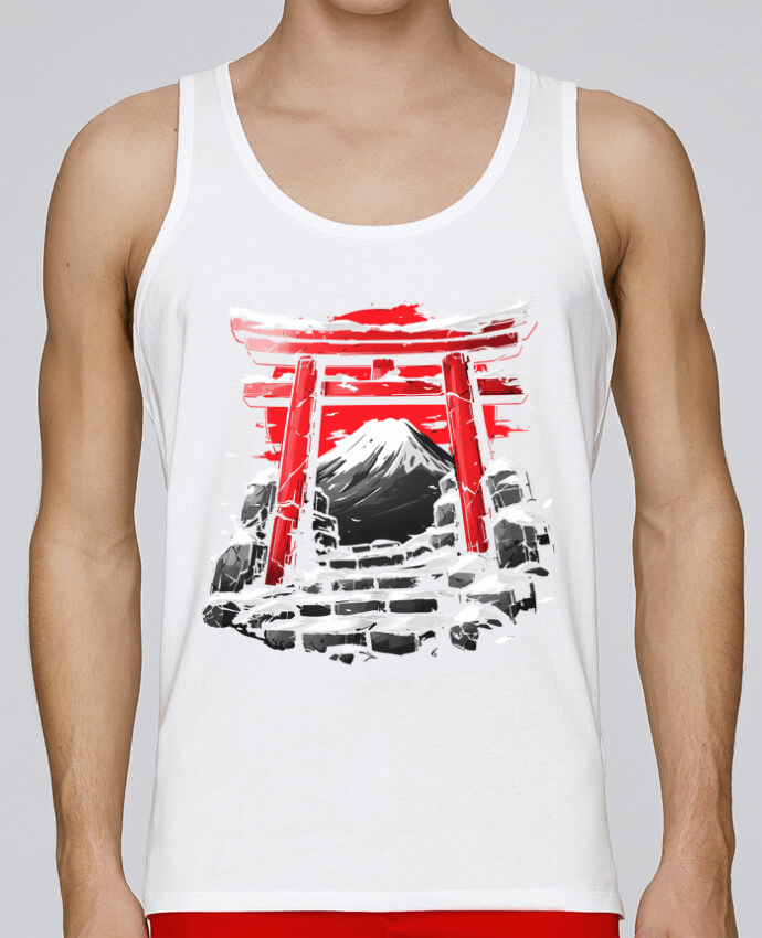 Débardeur homme Temple Japonnais et Mont Fuji par KronoArt 100% coton bio