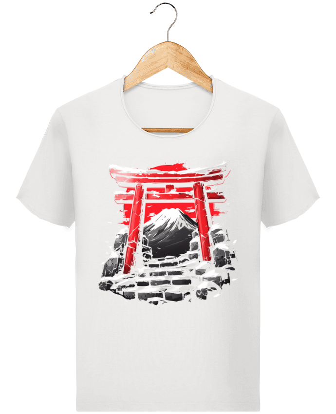  T-shirt Homme vintage Temple Japonnais et Mont Fuji par KronoArt