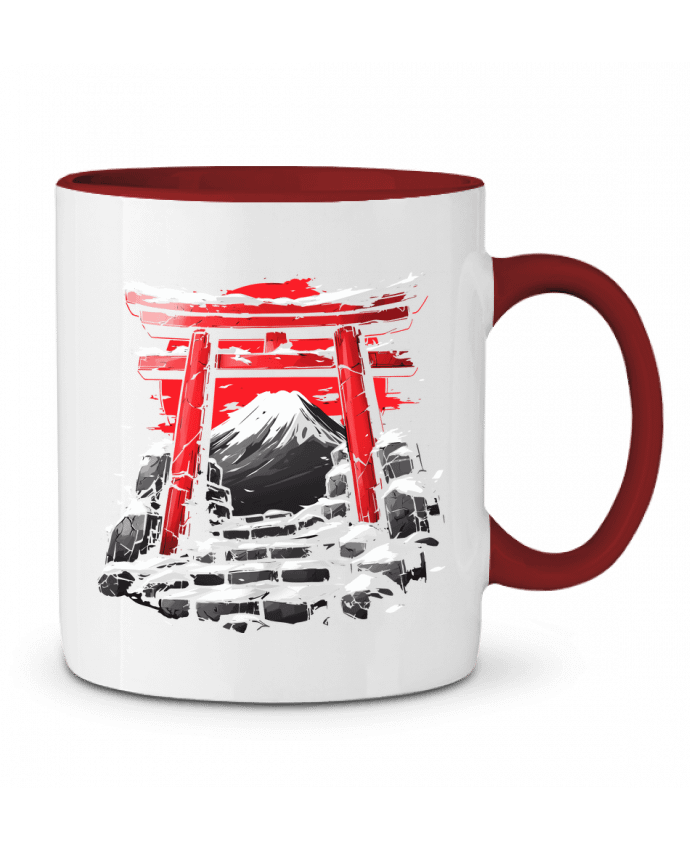 Mug bicolore Temple Japonnais et Mont Fuji KronoArt