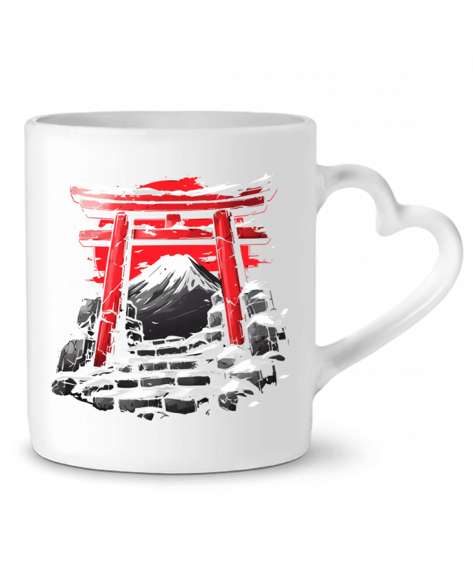 Mug coeur Temple Japonnais et Mont Fuji par KronoArt