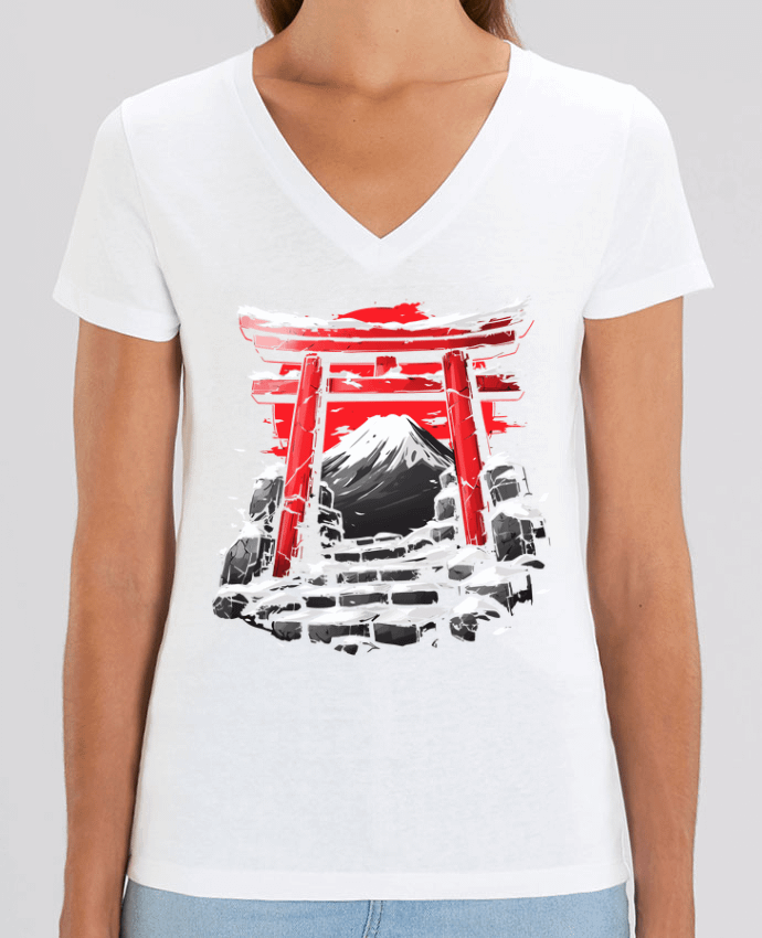 Tee-shirt femme Temple Japonnais et Mont Fuji Par  KronoArt