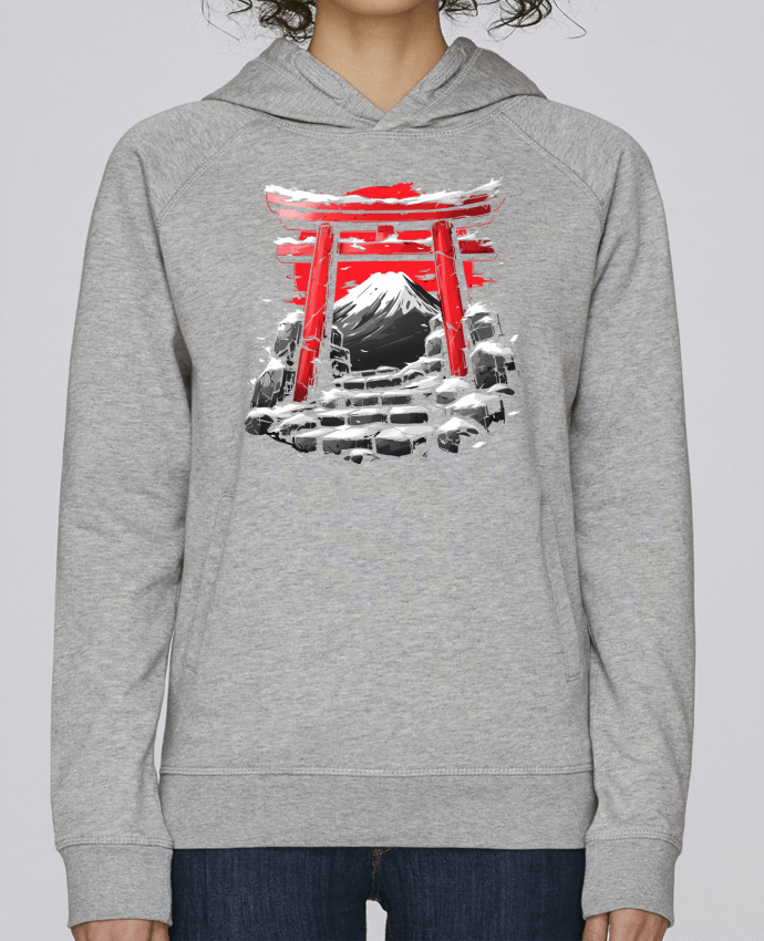 Sweat capuche femme Temple Japonnais et Mont Fuji par KronoArt