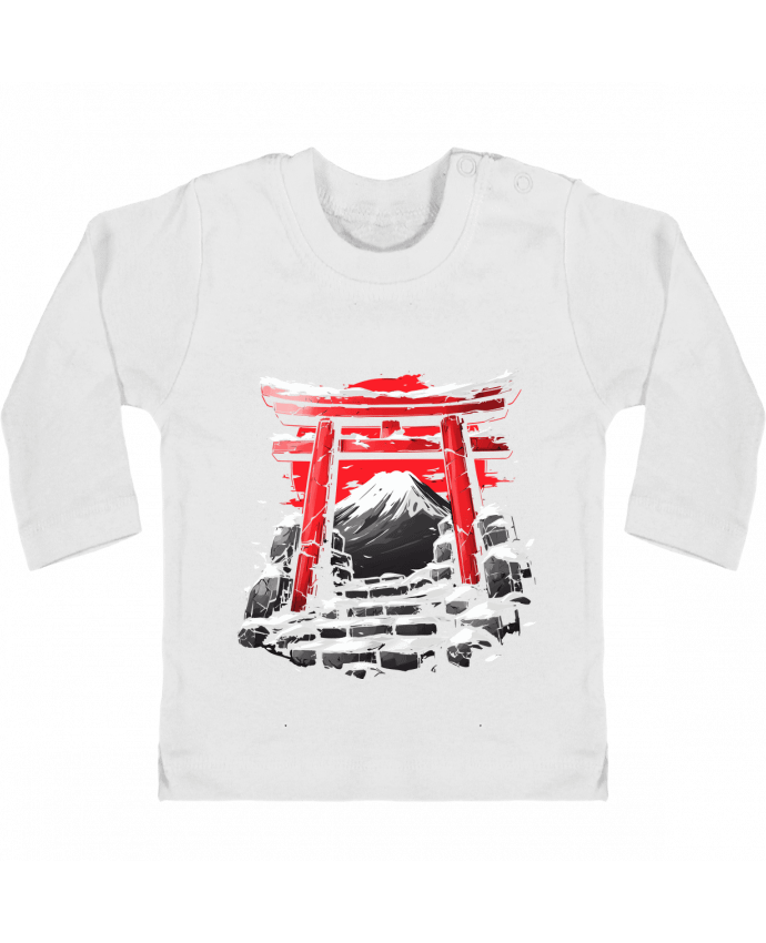 T-shirt bébé Temple Japonnais et Mont Fuji manches longues du designer KronoArt