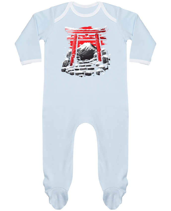 Body Pyjama Bébé Temple Japonnais et Mont Fuji par KronoArt