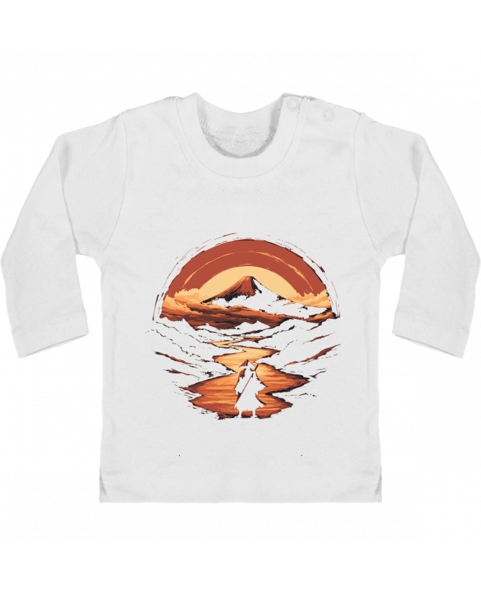 T-shirt bébé Samouraï et Mont Fuji manches longues du designer KronoArt