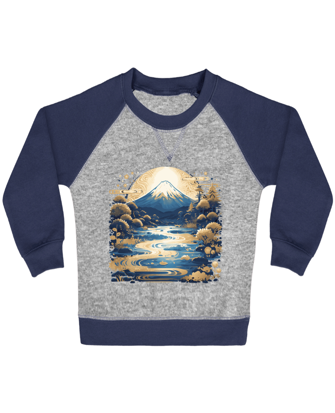 Sweat bébé manches contrastée Mont Fuji par KronoArt