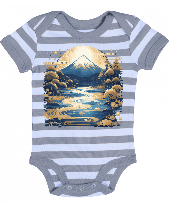 Body Bébé Rayé Mont Fuji - KronoArt