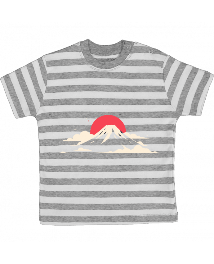 Tee-shirt bébé à rayures Mont Fuji par KronoArt