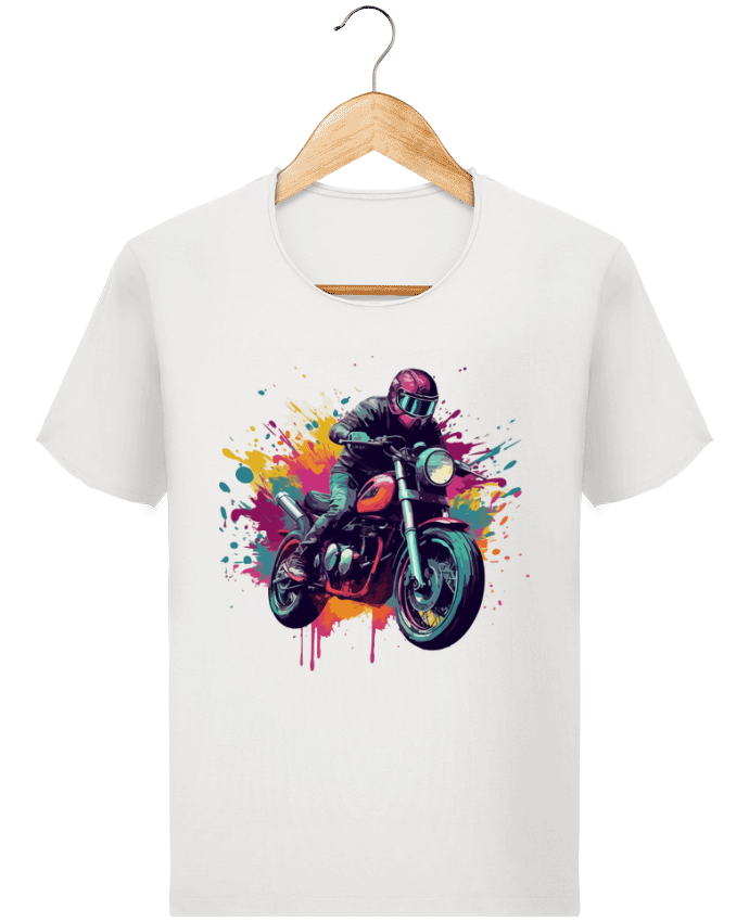  T-shirt Homme vintage Moto avec tâche de couleur par KronoArt