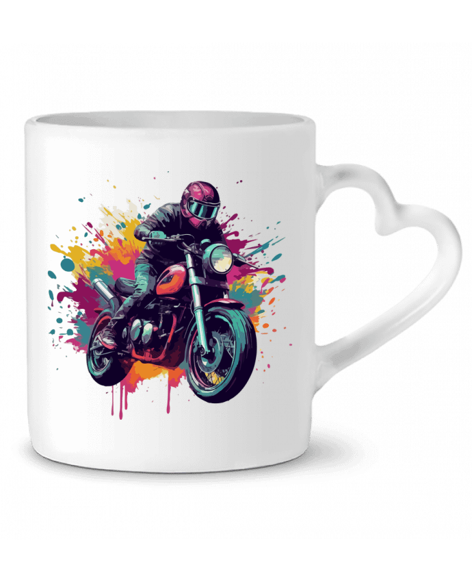 Mug coeur Moto avec tâche de couleur par KronoArt