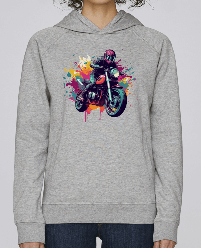 Sweat capuche femme Moto avec tâche de couleur par KronoArt