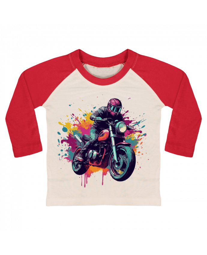 Tee-shirt Bébé Baseball ML Moto avec tâche de couleur par KronoArt