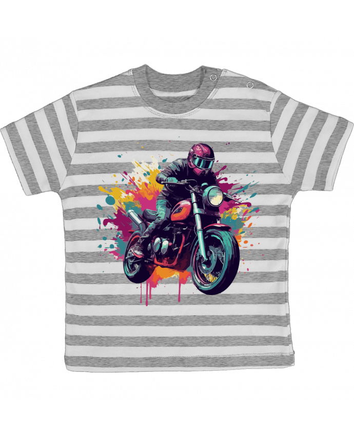 Tee-shirt bébé à rayures Moto avec tâche de couleur par KronoArt