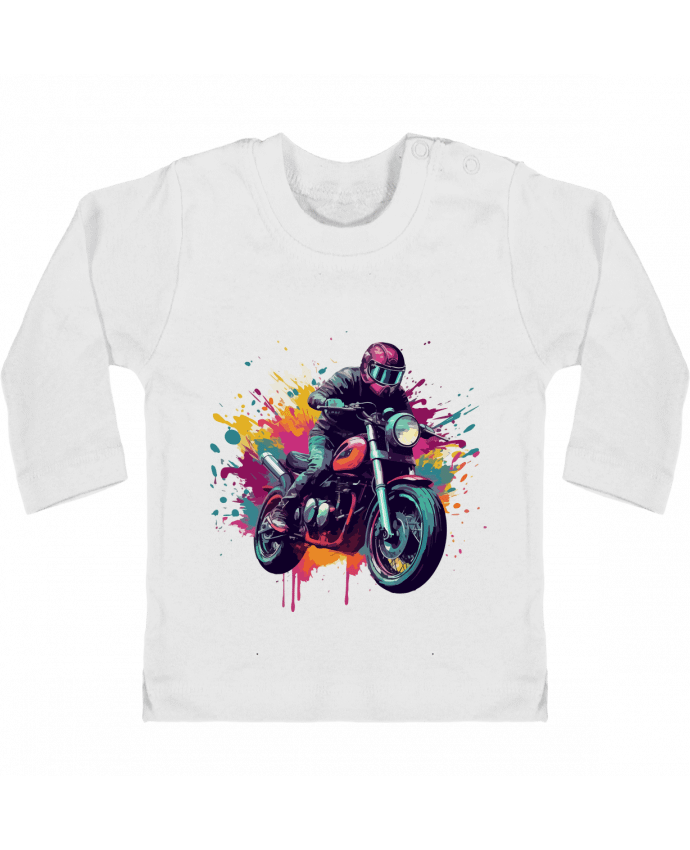 T-shirt bébé Moto avec tâche de couleur manches longues du designer KronoArt