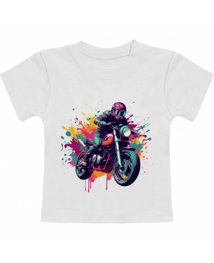 T-shirt bébé Moto avec tâche de couleur manches courtes du designer KronoArt