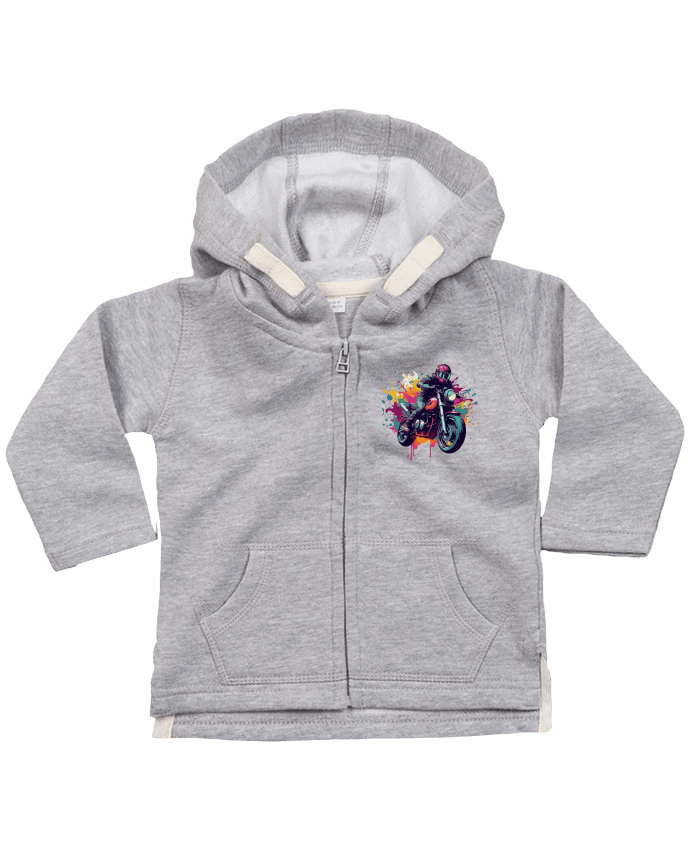 Sweat à capuche bébé zippé Moto avec tâche de couleur par KronoArt