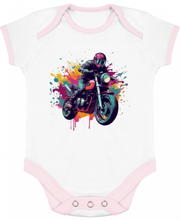 Body bébé manches contrastées Moto avec tâche de couleur par KronoArt