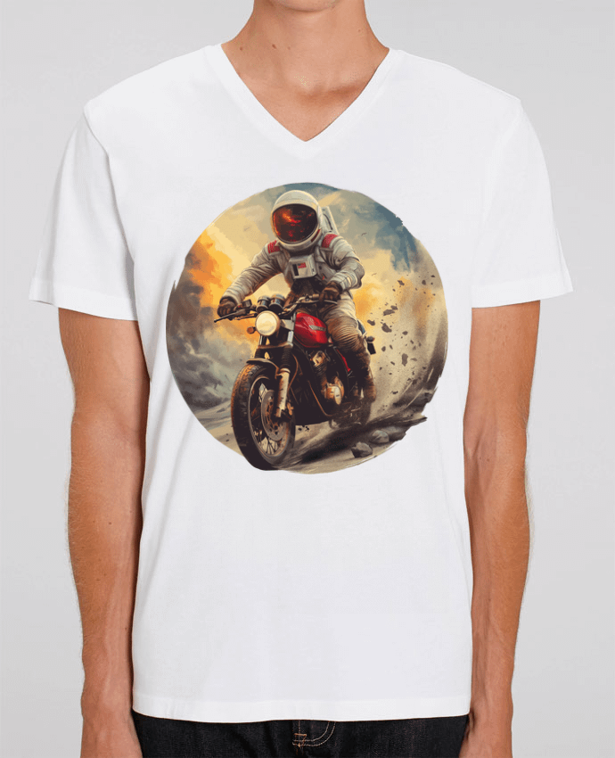 T-shirt homme Un astronaute sur une moto par KronoArt