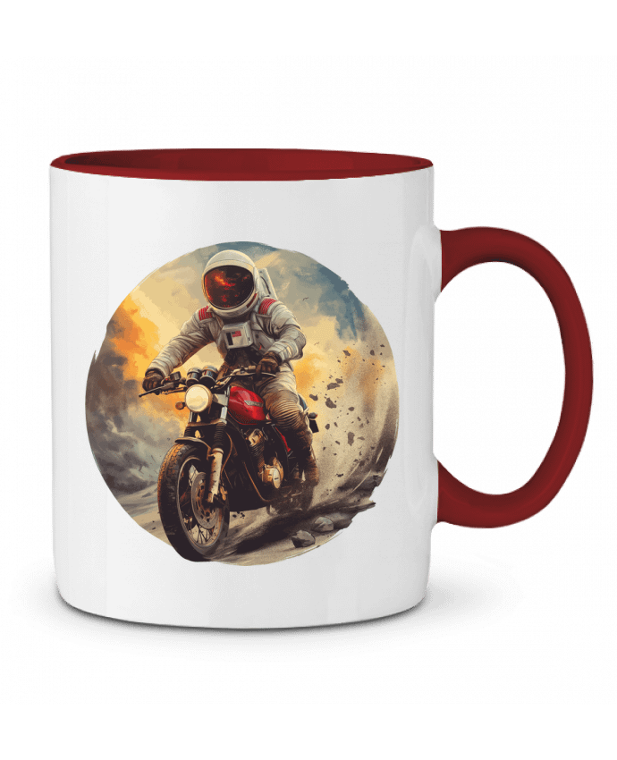 Mug bicolore Un astronaute sur une moto KronoArt